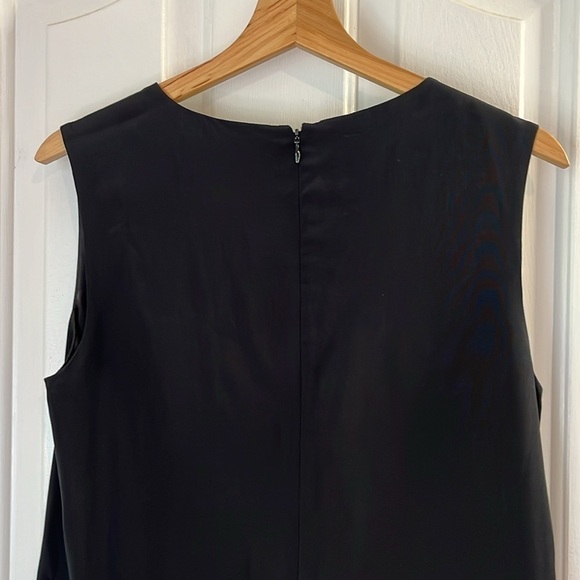 Tibi | 100% Silk Black Dress Asymmetrical Draping at Shoulder Size 4 Cocktail - Picture 7 of 10